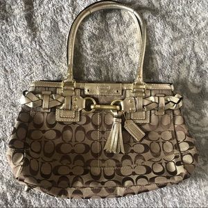 Coach Tan & Gold Satchel